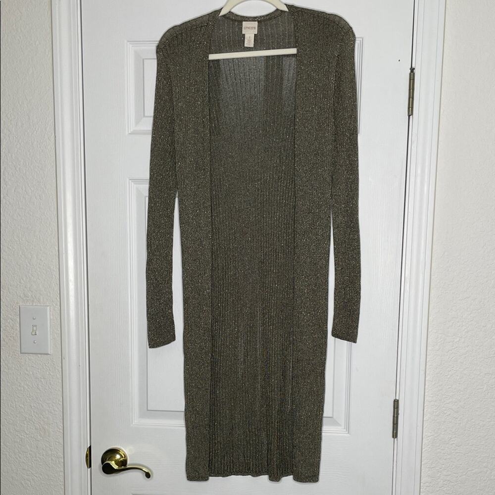 Chico's Black and Gold Knit Sweater Cardigan womens size medium/1